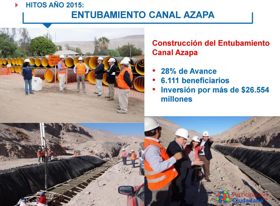 Canal Azapa 28% de Avance 6.