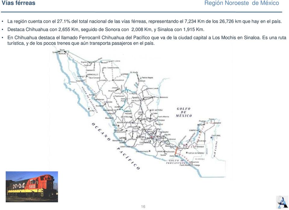 Destaca Chihuahua con 2,655 Km, seguido de Sonora con 2,008 Km, y Sinaloa con 1,915 Km.