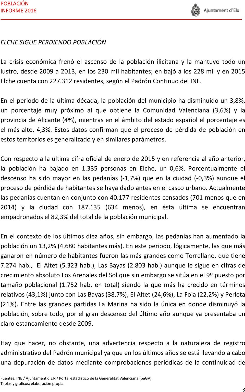En el periodo de la última década, la población del municipio ha disminuido un 3,8%, un porcentaje muy próximo al que obtiene la Comunidad Valenciana (3,6%) y la provincia de Alicante (4%), mientras