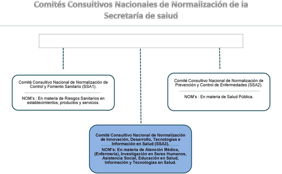 Comité Consultivo Nacional de Normalización de Prevención y Control de Enfermedades (SSA2). NOM s : En materia de Salud Pública.