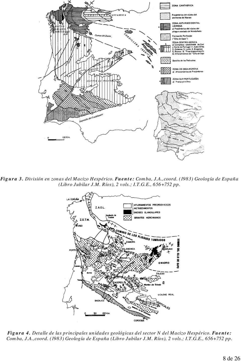Detalle de las principales unidades geológicas del sector N del Macizo Hespérico.
