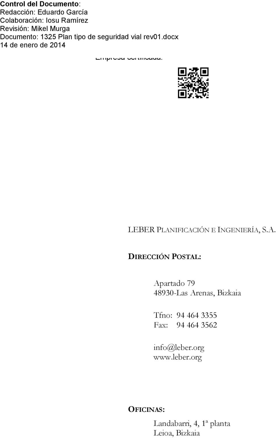 docx 14 de enero de 2014 Empresa certificada: LEBER PLAN