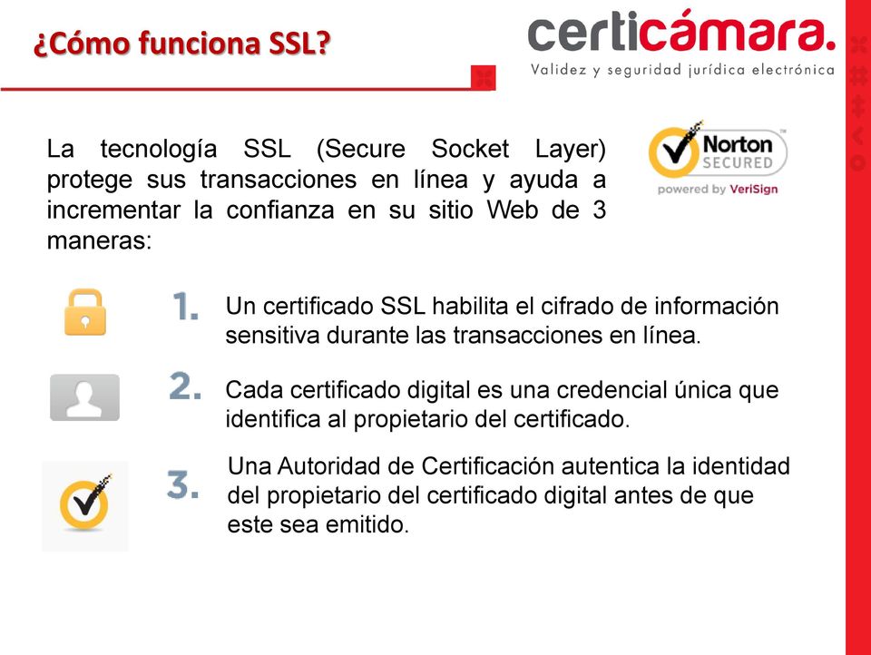 sitio Web de 3 maneras: Un certificado SSL habilita el cifrado de información sensitiva durante las transacciones en