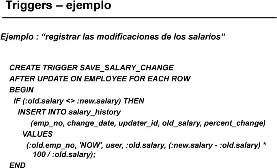 salary) THEN INSERT INTO salary_history END (emp_no, change_date, updater_id, old_salary,