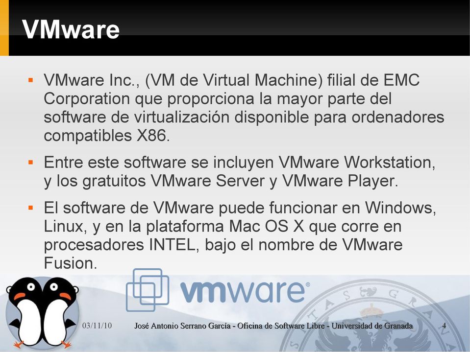 virtualización disponible para ordenadores compatibles X86.