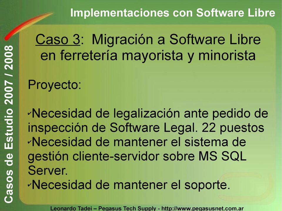 inspección de Software Legal.