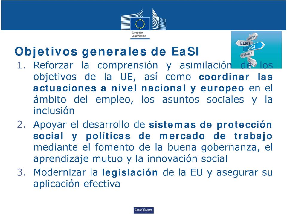 europeo en el ámbito del empleo, los asuntos sociales y la inclusión 2.
