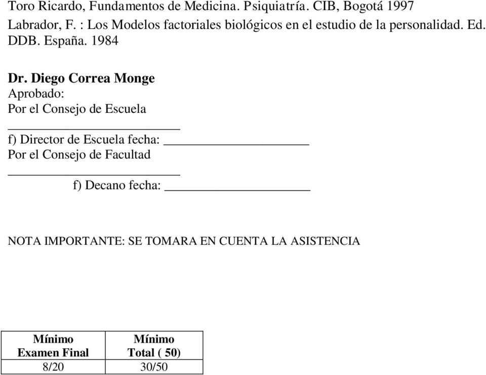 Diego Correa Monge Aprobado: Por el Consejo de Escuela f) Director de Escuela fecha: Por el Consejo