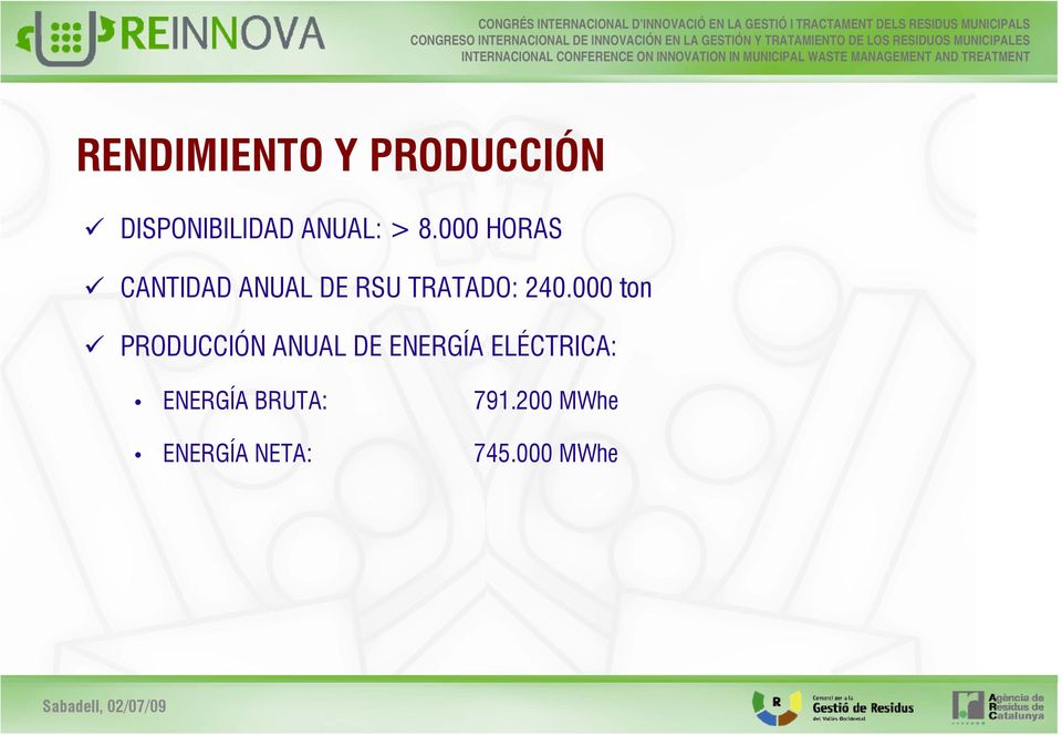 000 ton PRODUCCIÓN ANUAL DE ENERGÍA ELÉCTRICA:
