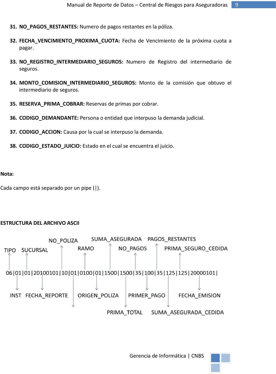 MONTO_COMISION_INTERMEDIARIO_SEGUROS: Monto de la comisión que obtuvo el intermediario de seguros. 35. RESERVA_PRIMA_COBRAR: Reservas de primas por cobrar. 36.
