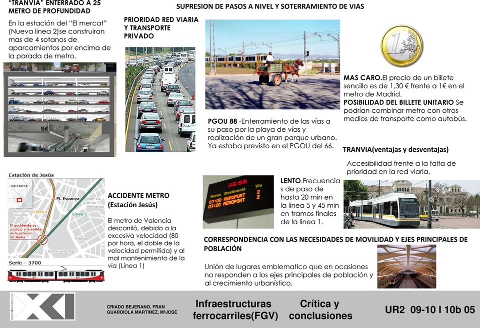 POSIBILIDAD DEL BILLETE UNITARIO Se podrían combinar metro con otros PGOU 88 -Enterramiento de las vías a medios de transporte como autobús.