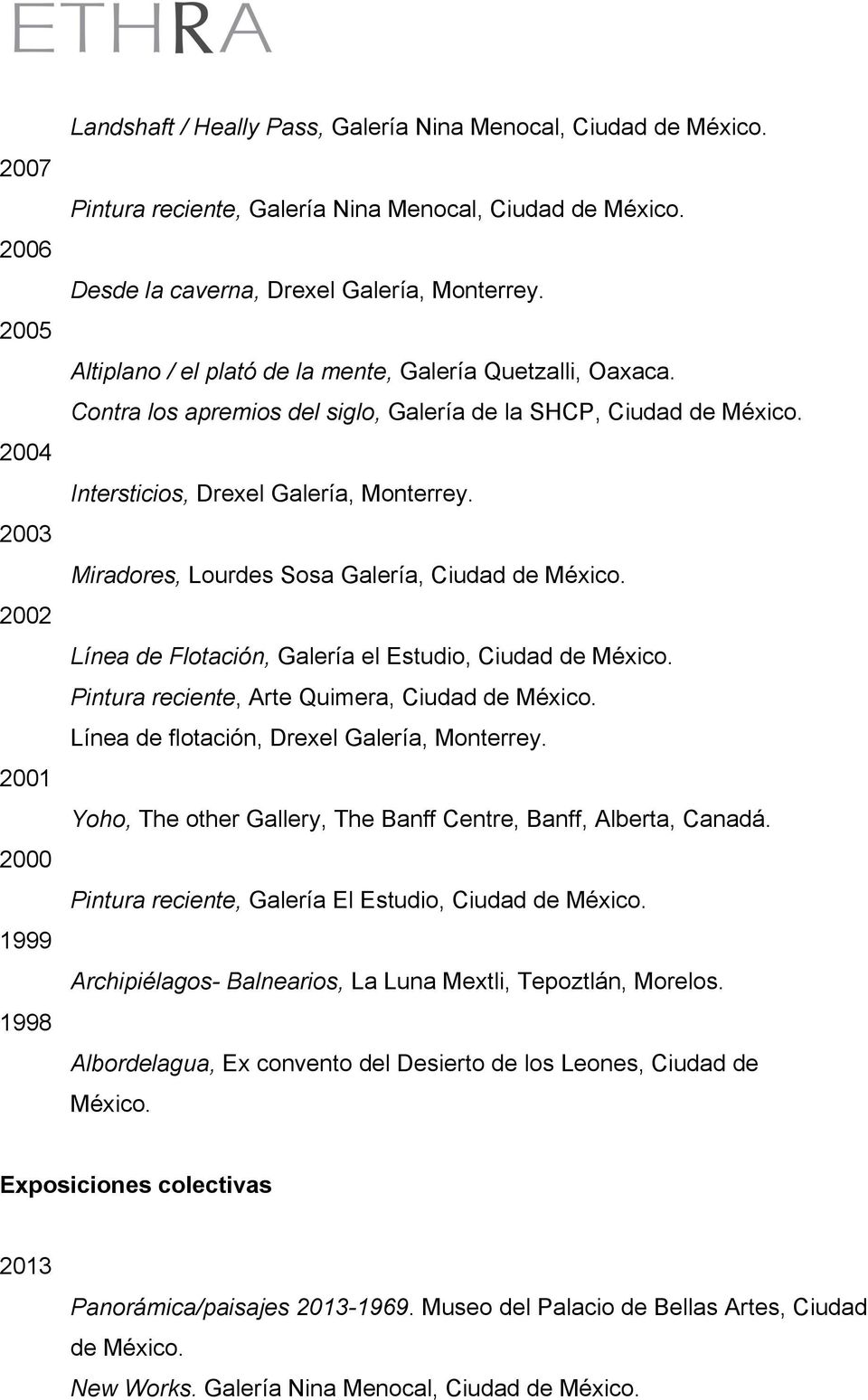 Miradores, Lourdes Sosa Galería, Ciudad de Línea de Flotación, Galería el Estudio, Ciudad de Pintura reciente, Arte Quimera, Ciudad de Línea de flotación, Drexel Galería, Monterrey.