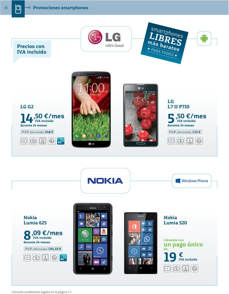 V.P. (): 194,10 Nokia Lumia 520 Llévatelo con un