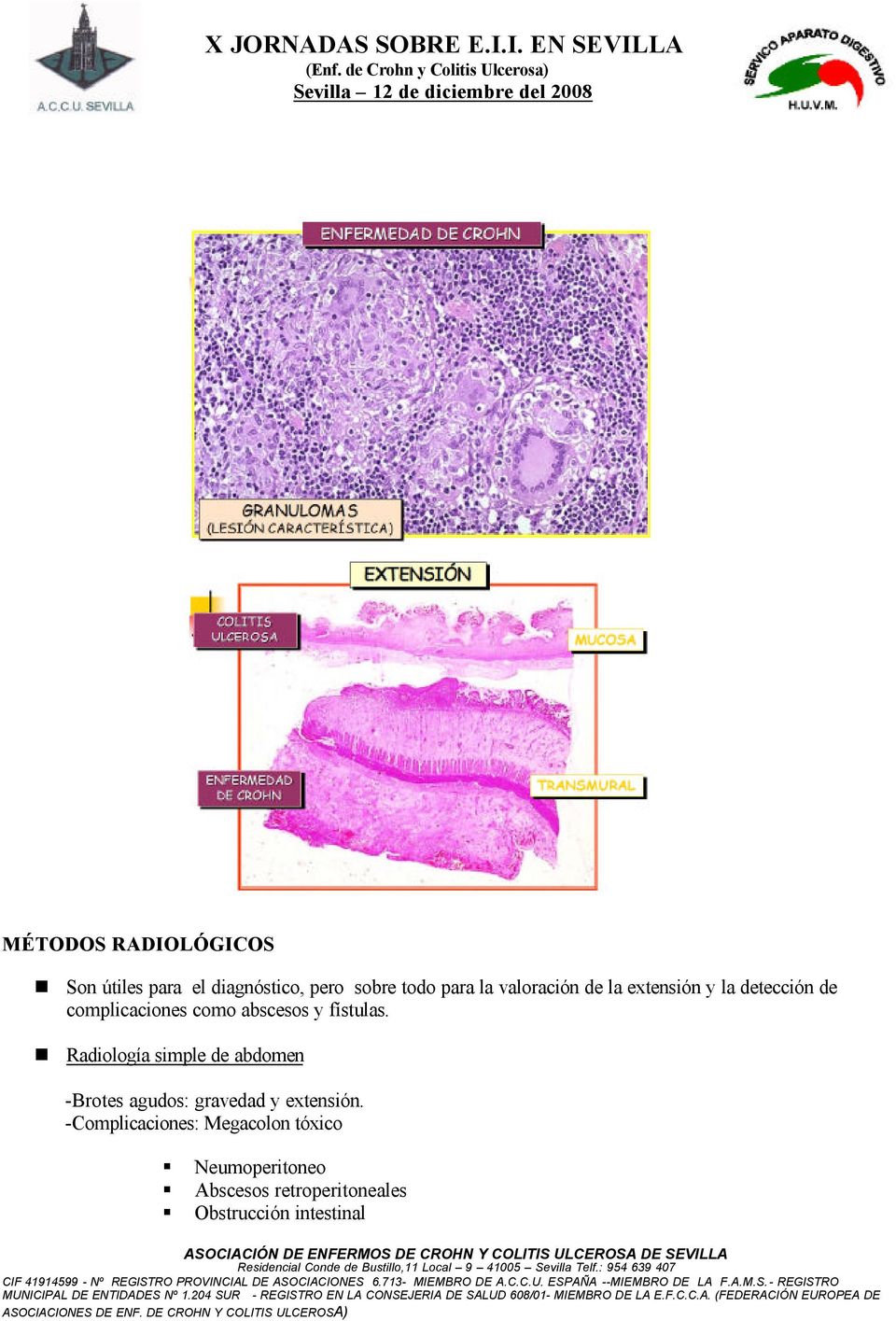 fístulas. Radiología simple de abdomen -Brotes agudos: gravedad y extensión.