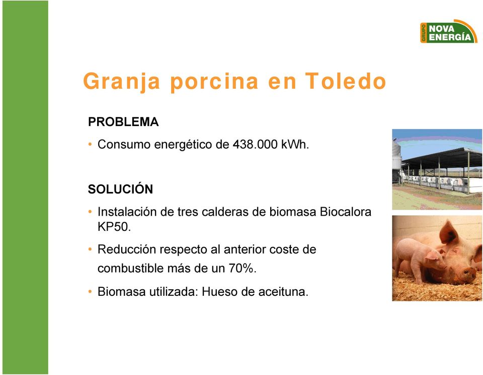 SOLUCIÓN Instalación de tres calderas de biomasa Biocalora