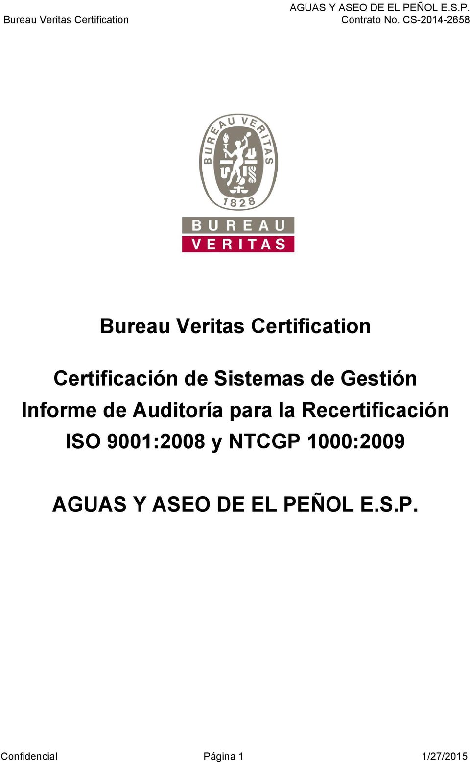 para la Recertificación ISO 9001:2008 y