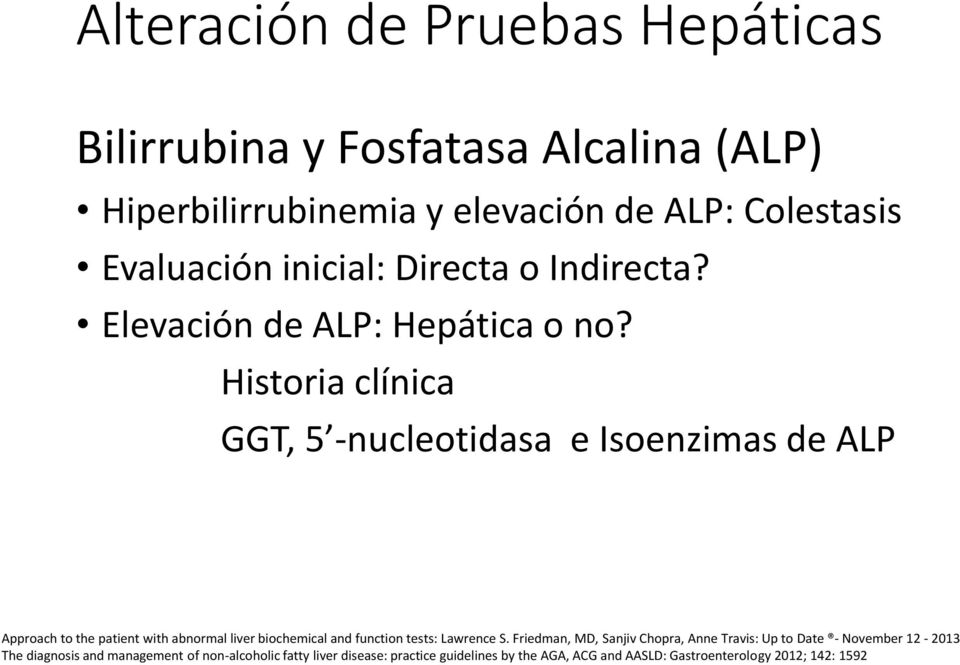 Historia clínica GGT, 5 -nucleotidasa e Isoenzimas de ALP The diagnosis and management of