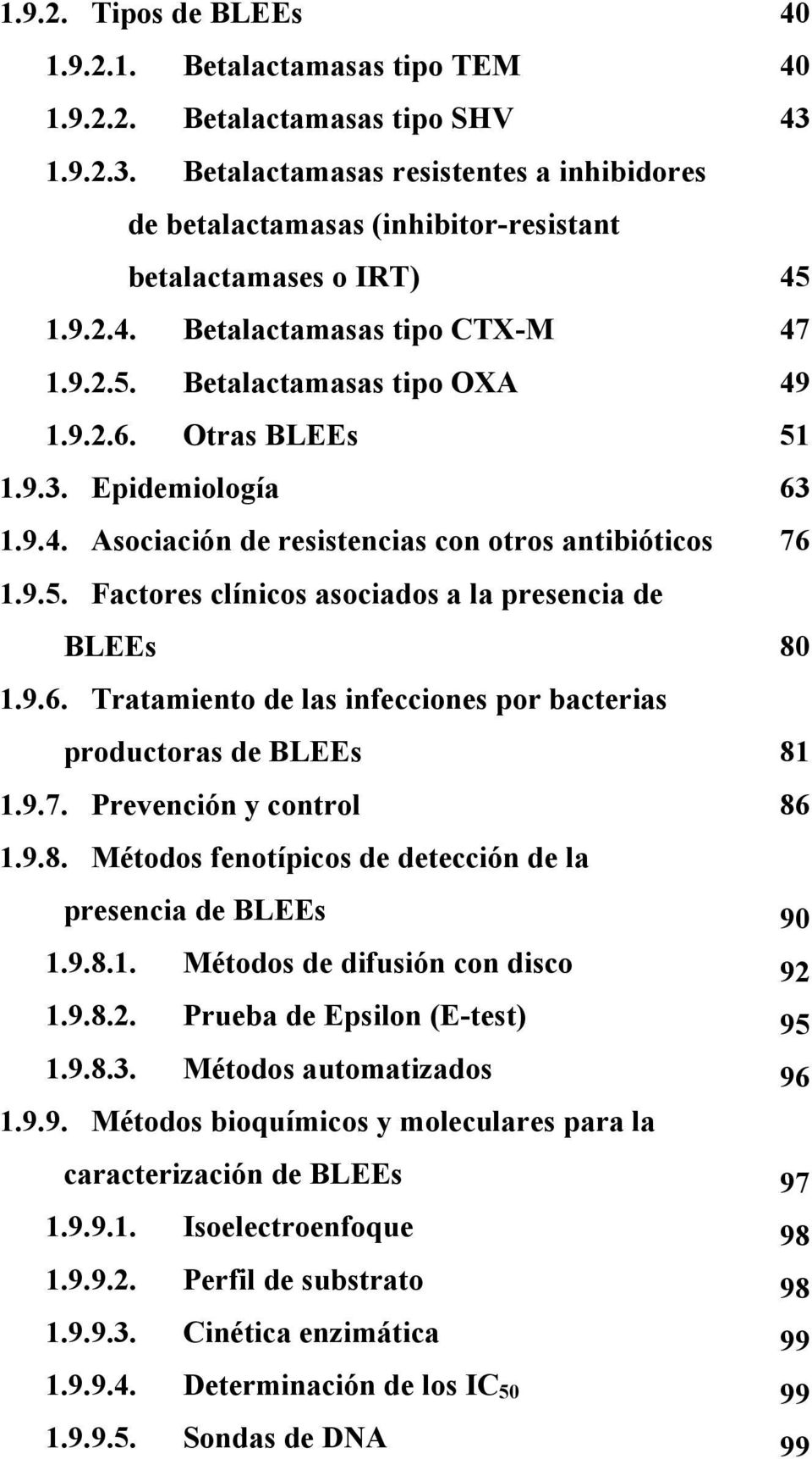Epidemiología 1.9.4. Asociación de resistencias con otros antibióticos 1.9.5. Factores clínicos asociados a la presencia de BLEEs 1.9.6.