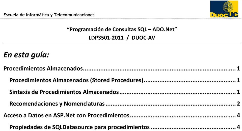 .. 1 Procedimientos Almacenados (Stored Procedures).