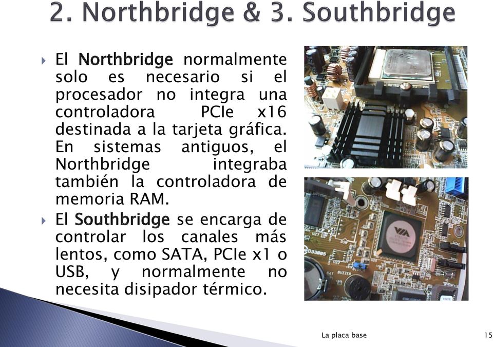 En sistemas antiguos, el Northbridge integraba también la controladora de memoria RAM.