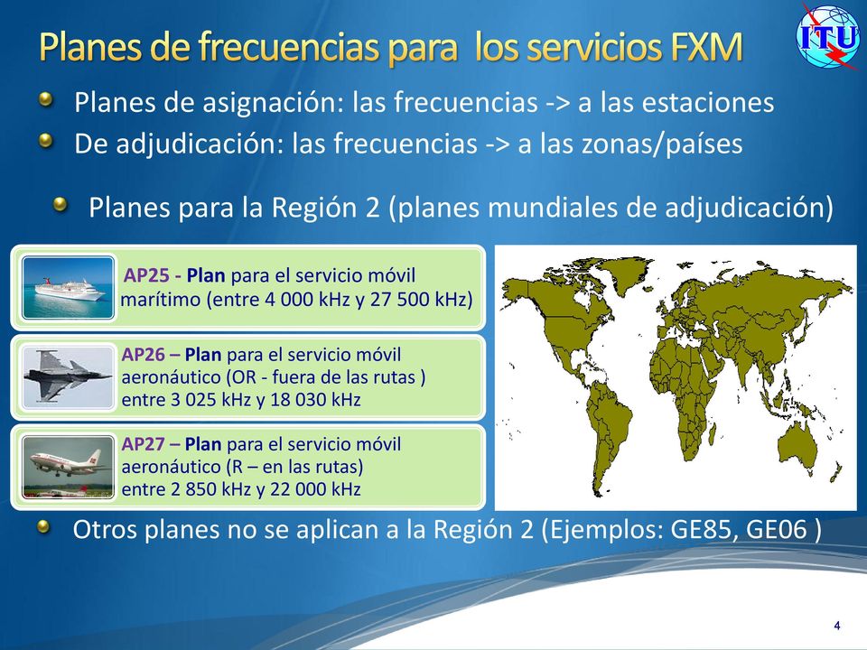 Plan para el servicio móvil aeronáutico (OR - fuera de las rutas ) entre 3 025 khz y 18 030 khz AP27 Plan para el servicio