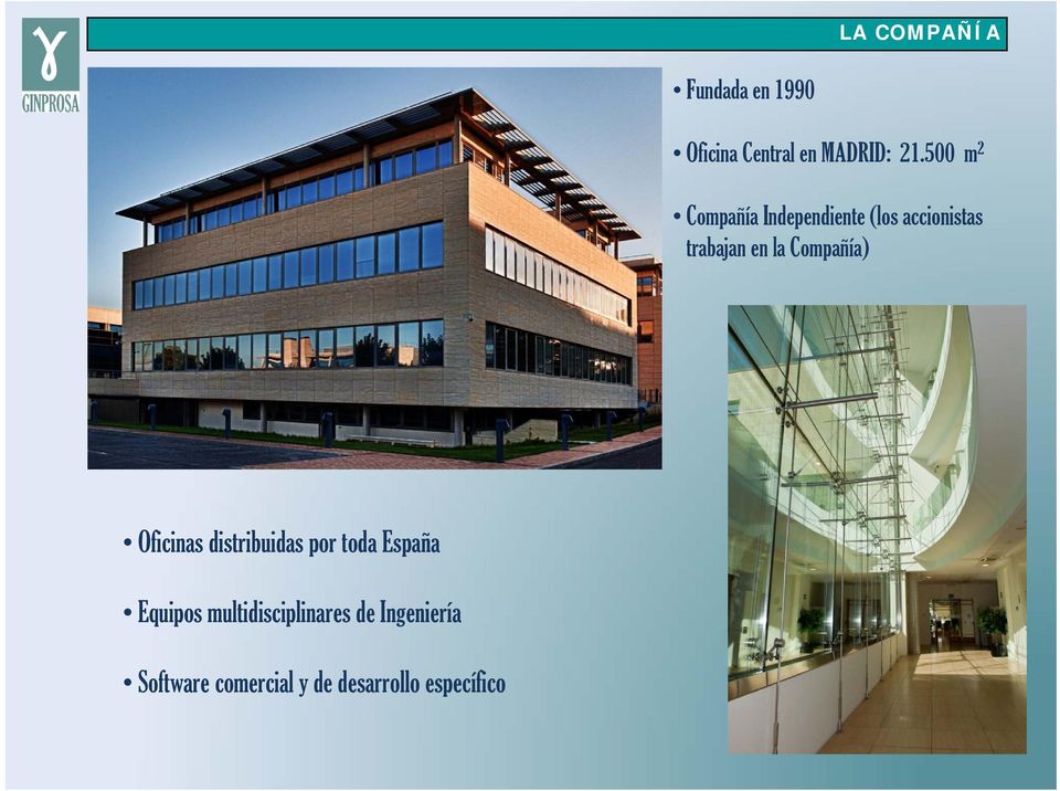 Compañía) Oficinas distribuidas por toda España Equipos