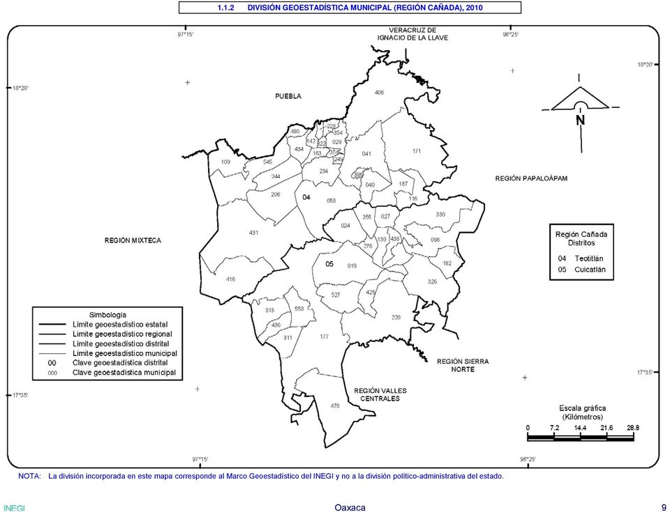 mapa corresponde al Marco Geoestadístico del INEGI y