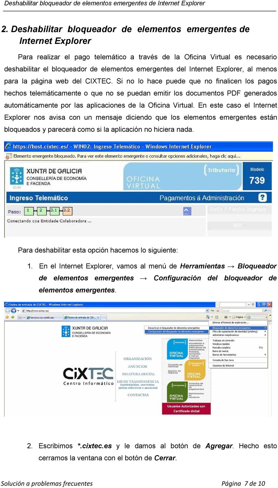 del Internet Explorer, al menos para la página web del CIXTEC.