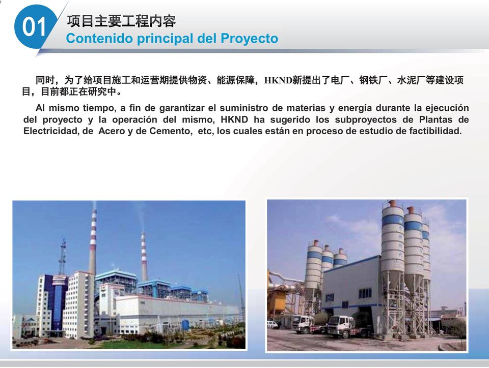 operación del mismo, HKND ha sugerido los subproyectos de Plantas de