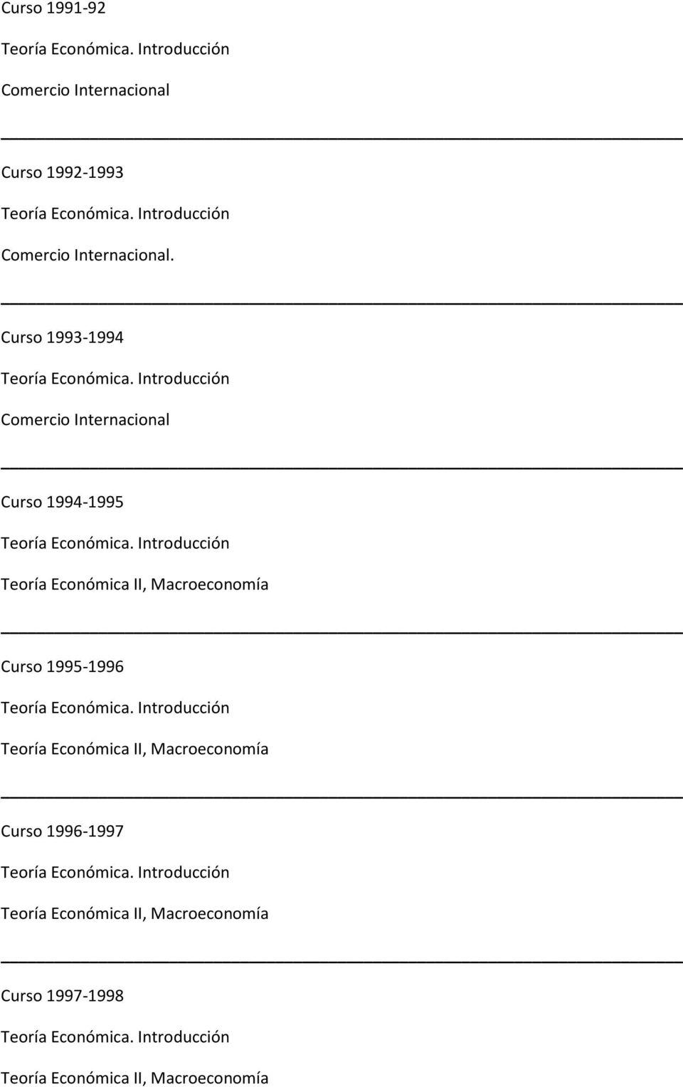 Curso 1993-1994 Comercio Internacional Curso