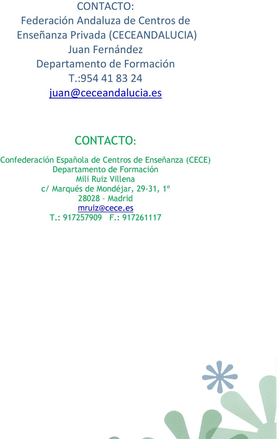 es CONTACTO: Confederación Española de Centros de Enseñanza (CECE) Departamento de
