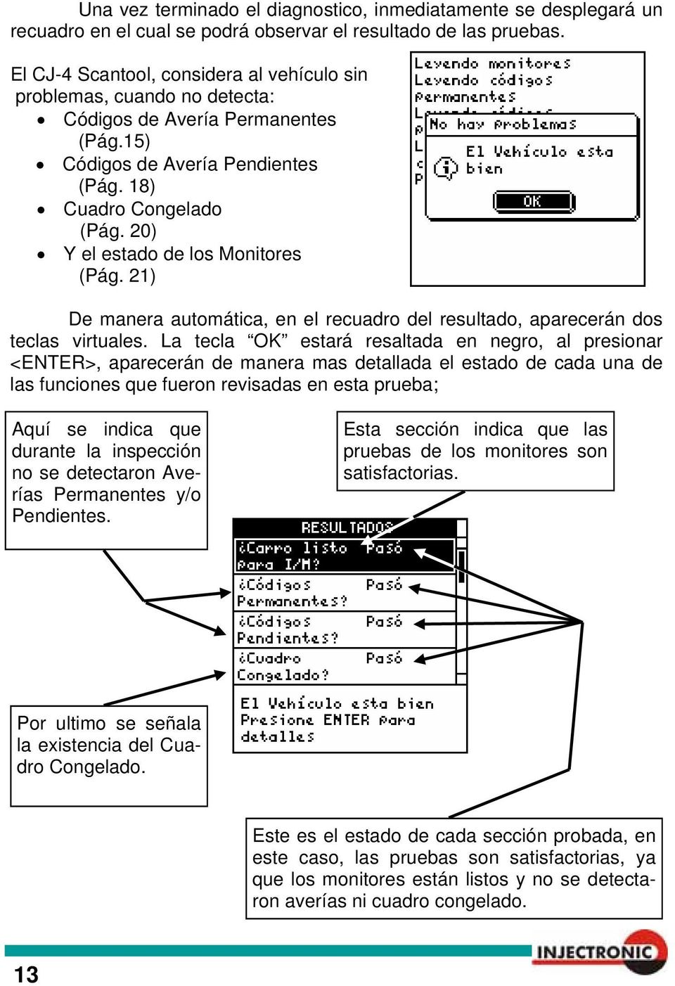 20) Y el estado de los Monitores (Pág. 21) De manera automática, en el recuadro del resultado, aparecerán dos teclas virtuales.