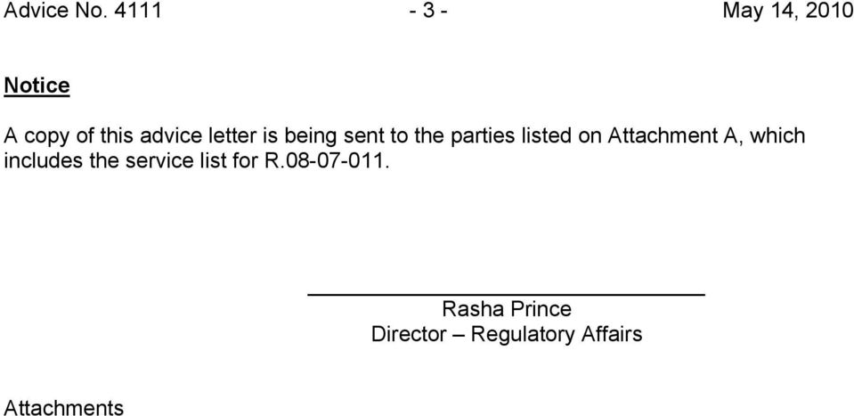 letter is being sent to the parties listed on