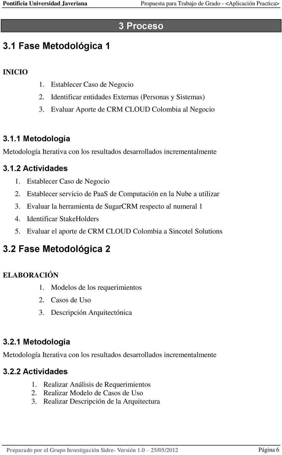 Identificar StakeHolders 5. Evaluar el aporte de CRM CLOUD Colombia a Sincotel Solutions 3.2 Fase Metodológica 2 ELABORACIÓN 1. Modelos de los requerimientos 2. Casos de Uso 3.
