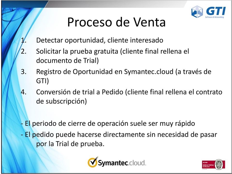 Registro de Oportunidad en Symantec.cloud (a través de GTI) 4.