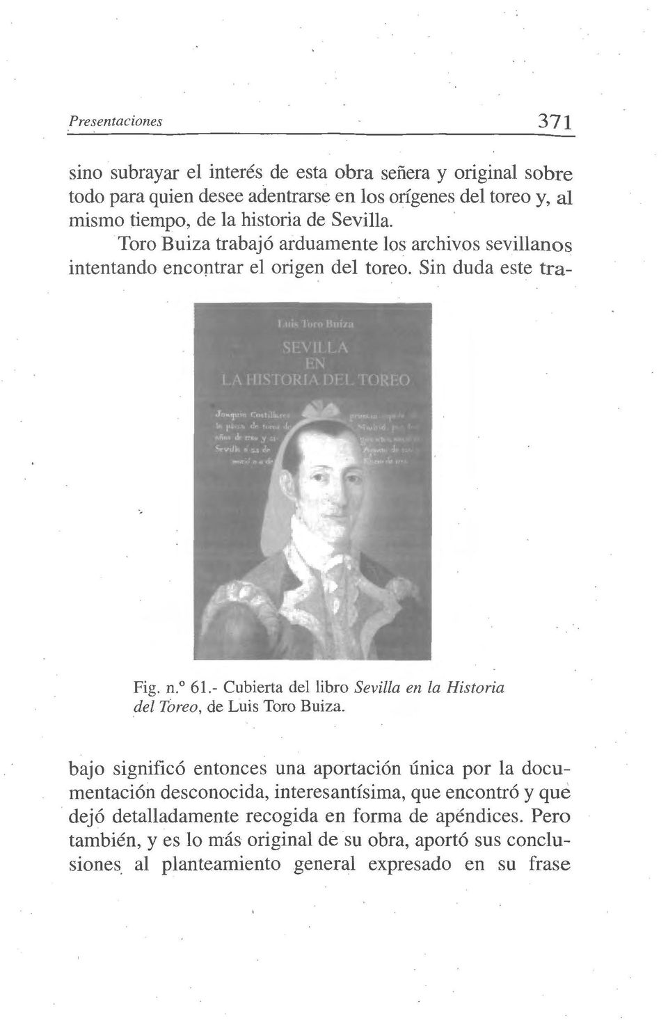 - Cubierta del libro Sevilla en la Historia del Toreo, de Luis Toro Buiza.