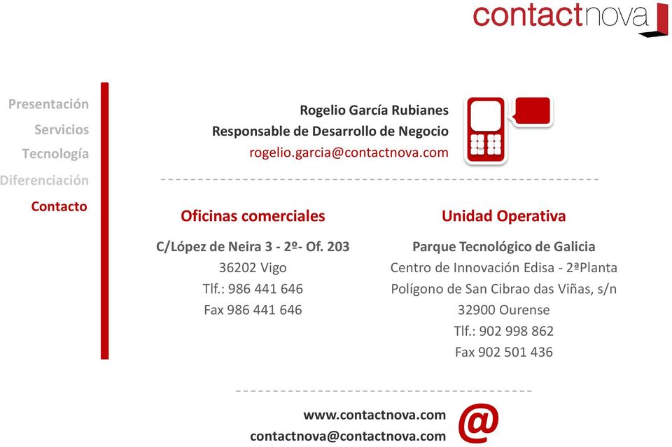 : 986 441 646 Fax 986 441 646 Parque Tecnológico de Galicia Centro de Innovación Edisa - 2ªPlanta