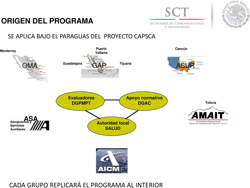 Tijuana ASUR Evaluadores DGPMPT Apoyo normativo DGAC Toluca