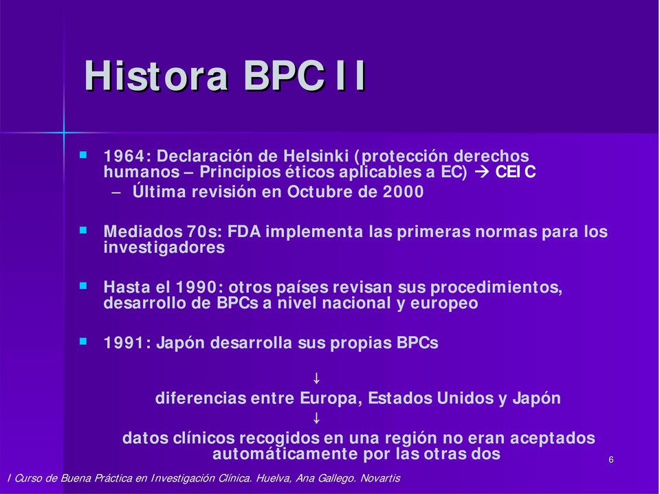 países revisan sus procedimientos, desarrollo de BPCs a nivel nacional y europeo 1991: Japón desarrolla sus propias BPCs