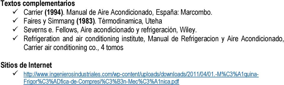 Refrigeration and air conditioning institute, Manual de Refrigeracion y Aire Acondicionado, Carrier air conditioning co.