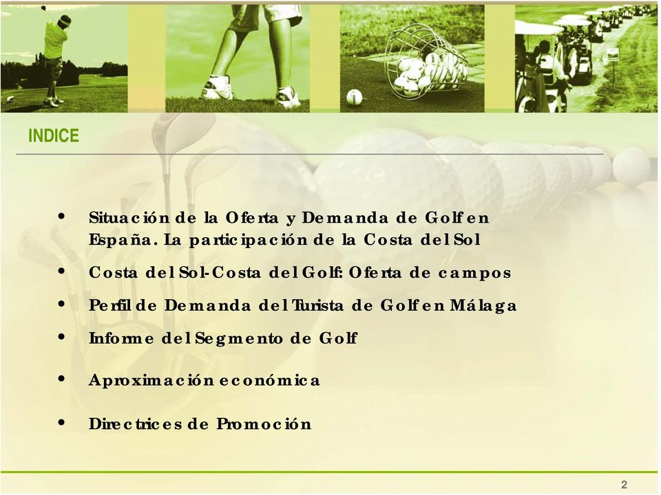 Oferta de campos Perfil de Demanda del Turista de Golf en Málaga