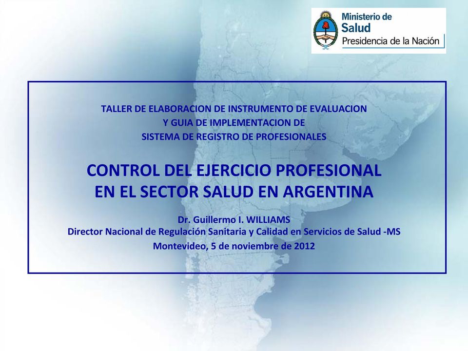 SECTOR SALUD EN ARGENTINA Dr. Guillermo I.