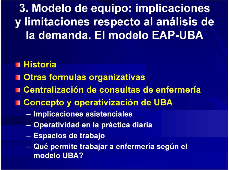 enfermería Concepto y operativización de UBA Implicaciones asistenciales Operatividad en