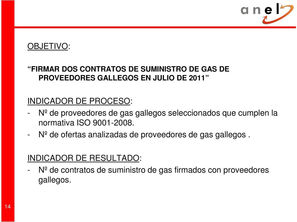 la normativa ISO 9001-2008. - Nº de ofertas analizadas de proveedores de gas gallegos.
