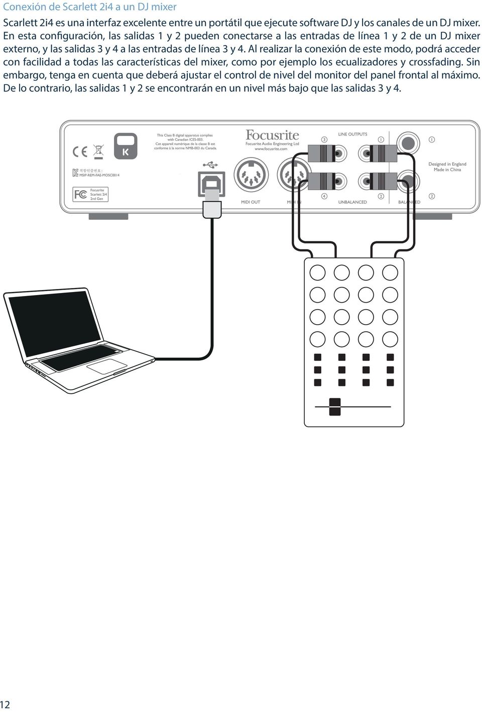 Al realizar la conexión de este modo, podrá acceder con facilidad a todas las características del mixer, como por ejemplo los ecualizadores y crossfading.