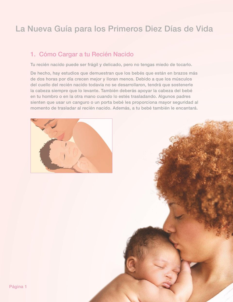 Debido a que los músculos del cuello del recién nacido todavía no se desarrollaron, tendrá que sostenerle la cabeza siempre que lo levante.