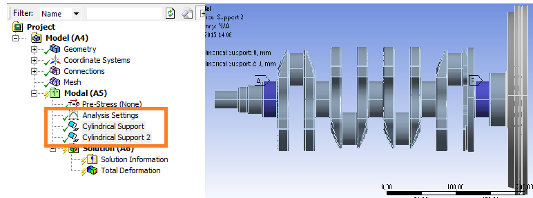 Figura 2. 46: Selección de soportes. Figura 2. 47: Datos de deformación. 2.5. Determinación de los modos de vibración en software.