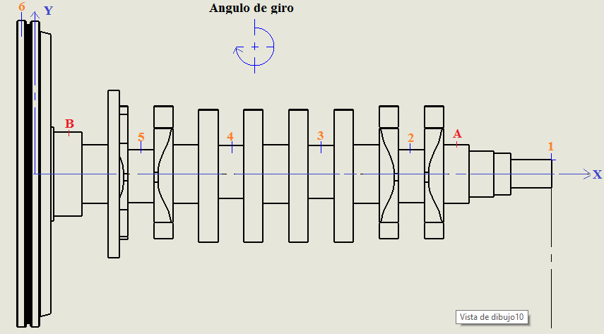La cuarta posición del cigüeñal y volante de inercia se determina en doscientos setenta grados con respecto a la primera muestra determinada por cero grados como se muestra en la figura 2.