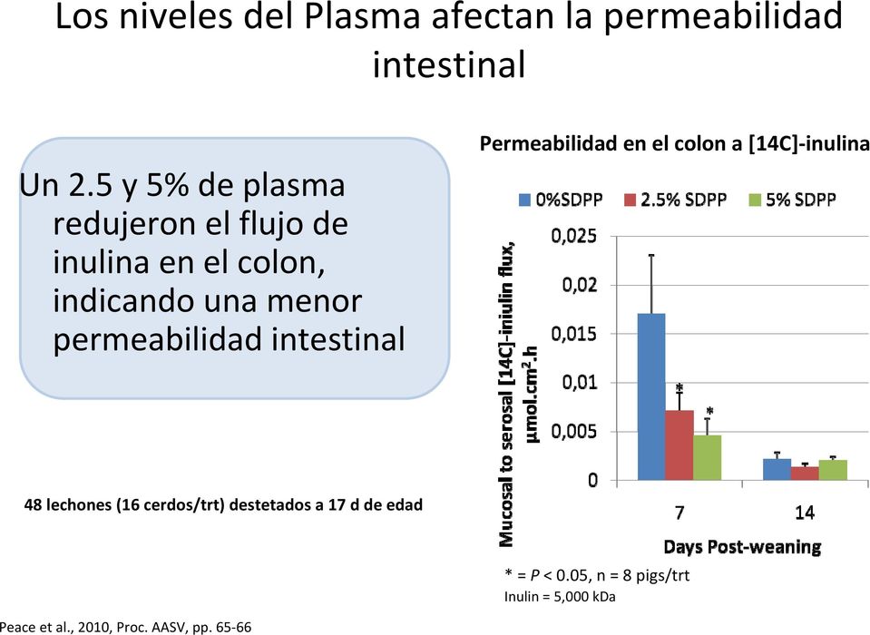 permeabilidad intestinal Permeabilidad en el colon a [14C] inulina 48 lechones (16