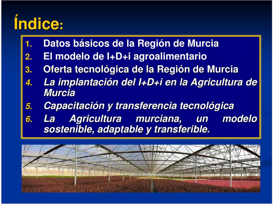 Oferta tecnológica de la Región n de Murcia 4.